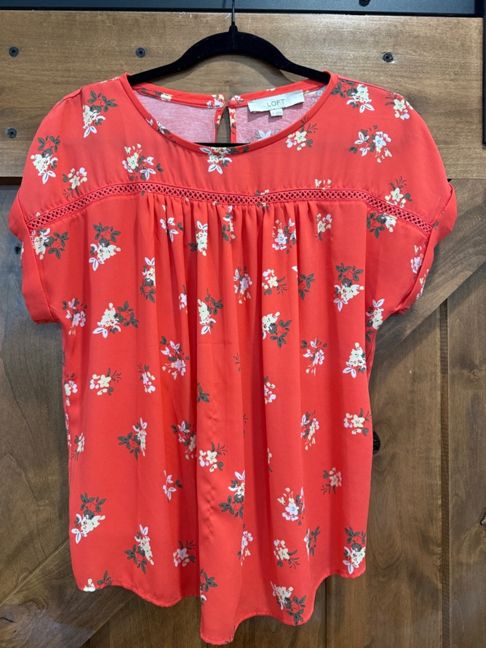 LOFT Mixed Media Floral Top Size Medium